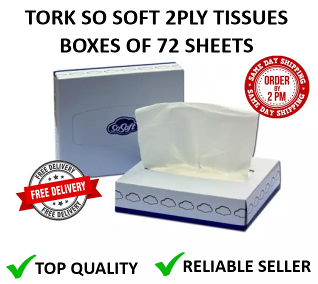 White Clinical Tissue Box Tork So Soft 2Ply (72 Sheets Per Box) Clinic Beauty