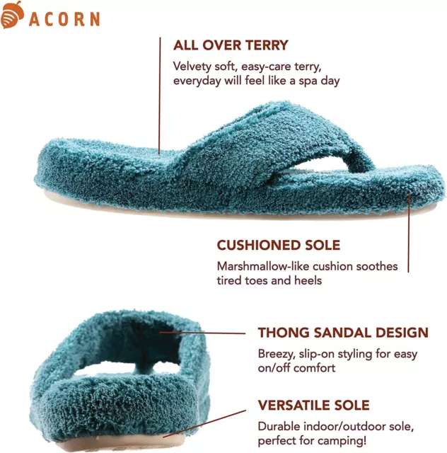 ACORN Women's New Spa Thong Slipper, Powder Blue, Small 5-6 M US 2