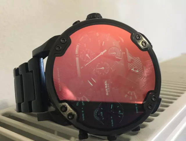 diesel dz7395 iridescent dial black s/steel ip quad zone chronograph men's watch