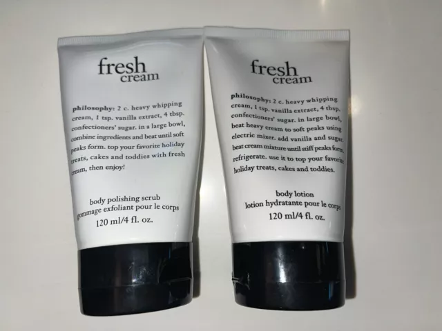 New Philosophy 2pc Lot Fresh Cream Body Lotion & Body Polishing Scrub Sealed