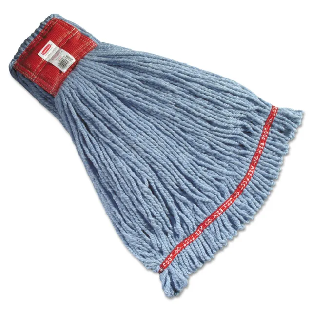 Rubbermaid Commercial Web Foot Wet Mop Heads, Shrinkless, Cotton/Synthetic, Blue