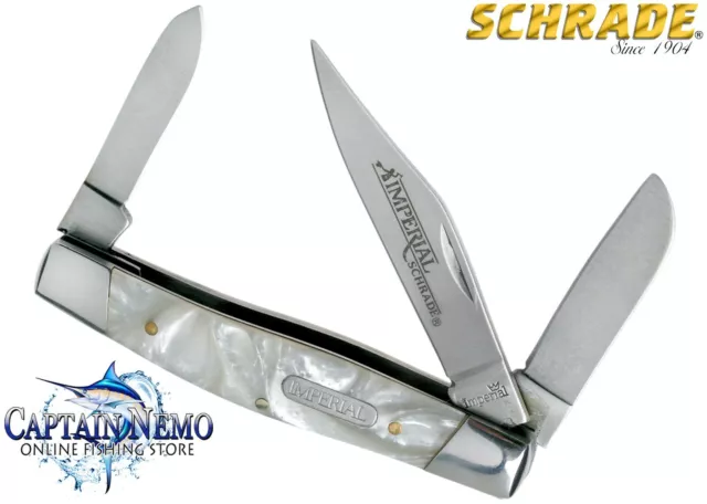 Imperial Schrade Large Stockman Folding Pocket Knife Cracked Ice Handle Imp14L