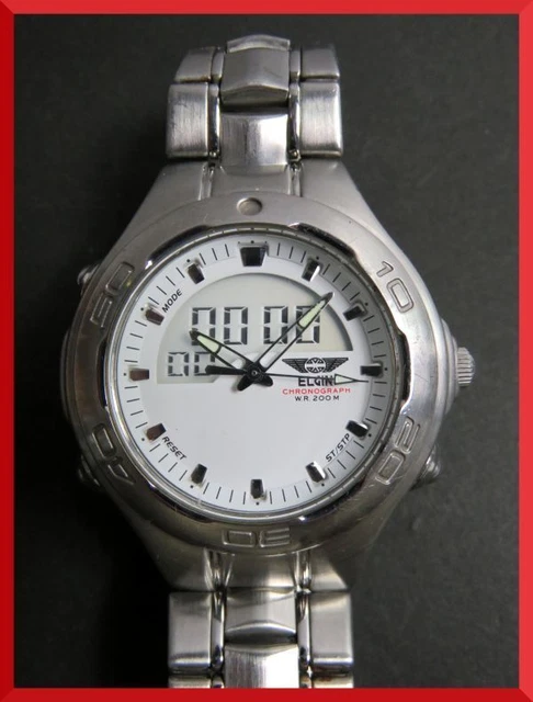 Elgin ELGIN Digiana 3 Hand Genuine Belt FK 1147 C Men s Watch U91 Working Prod