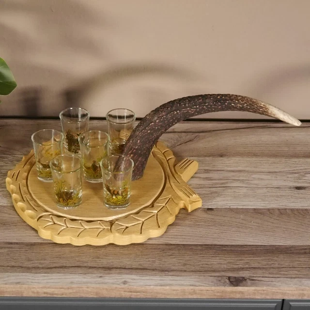 Aguardiente Proveedor Schnapsbrett H14 CM Ciervo Barra Asa Con 6 Pieza Cristales