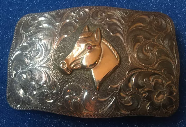 Sacramento CA Sterling Silver & 10K Gold Fill Bohlin Type Horse Trophy Buckle