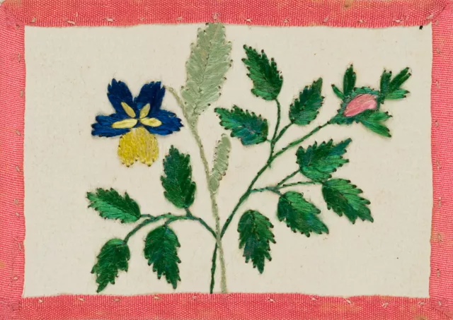 Unbekannt (19.Jhd), Blumenstickbild,  1818, Kunsthandwerk Romantik Blumen