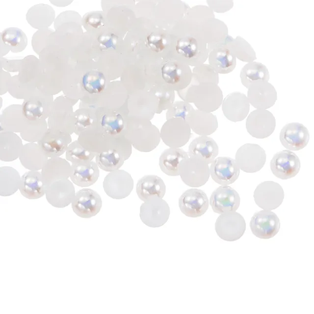 720pcs ABS Half Pearl Beads 6mm Flat Back Imitation Pearl Colorful White