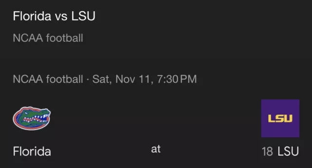 2 lsu vs florida gators tickets great seats great price 2