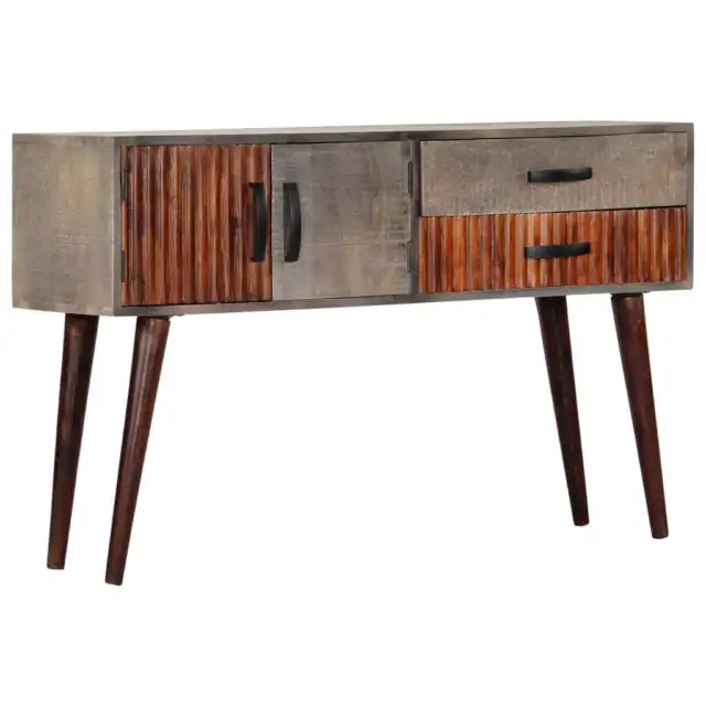 Mesa de consola gris 120x35x75 cm madera de mango áspero sólido