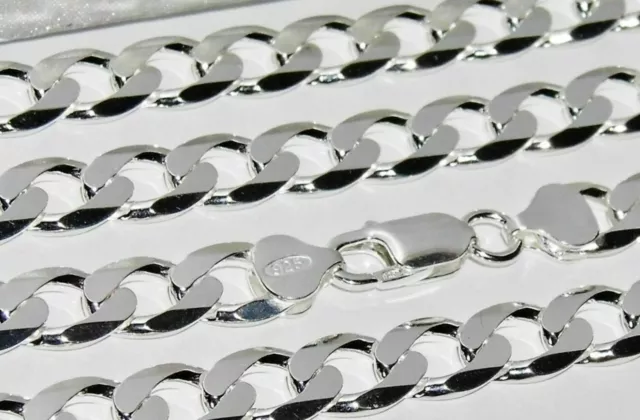 Sterling Silver CURB Chain 9MM 16 18 20 22 24 26 30 inch Solid 925 Silver CHUNKY