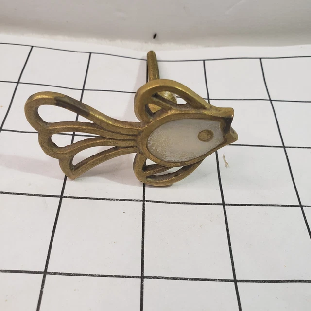 Mother Of Pearl Inlaid Brass Fish Knob Handle Door Drawer Pull Hardware 3