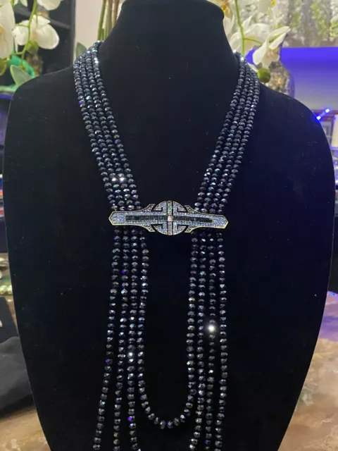 HEIDI DAUS "Denim & Deco" (Denim Blue) Beaded 4-Strand Necklace