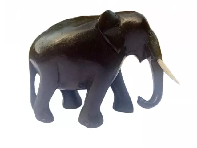 Wooden  Asian Elephant Sculpture Lucky Statue Hand Carved  Figurine Home Decor