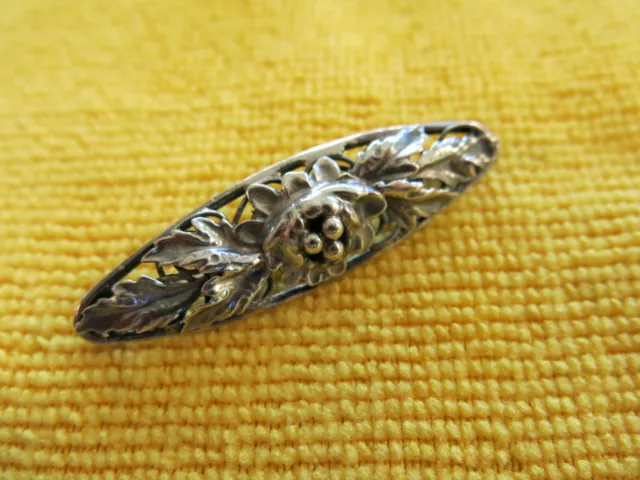 Vintage Sterling Silver Flower Brooch 6.8g