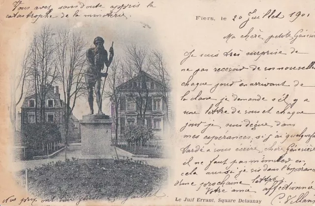 CPA 61 Approx. Alencon Argentan FLERS Square DELAUNAY - 1901 Statue of the WANDERING JEW
