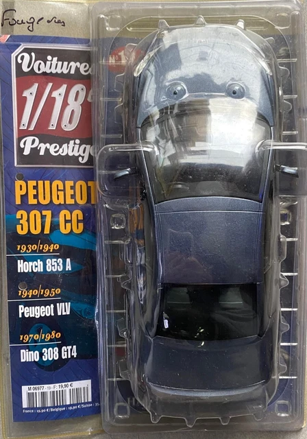 Modèle Réduit Peugeot 307 CC 2003 1/18 - Hachette Solido Prestige, Gris Métallisé, Neuf