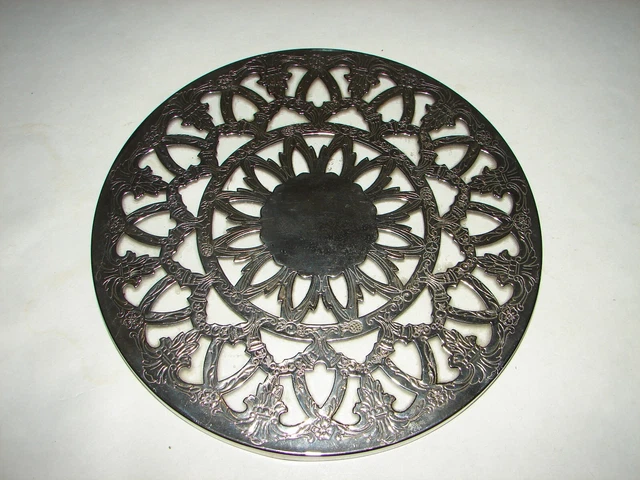 Vintage Reed & Barton King Francis 1644 Silverplate and Glass Trivet Hot Plate