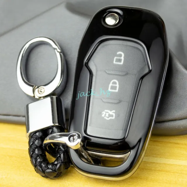 Flip Car Key Chain Fob Cover Case For Ford F150 Ecosport Explorer Ranger Black