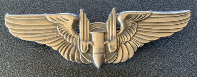 WW2 US Army Air Force Aerial Gunner Wing Badge Brooch Back 3” Full Size Sterling