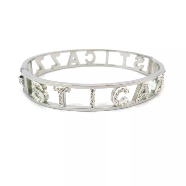 Bracciale Sticazzi Acciaio Inox Rigido da Donna con Scritta Zirconi Braccialetto