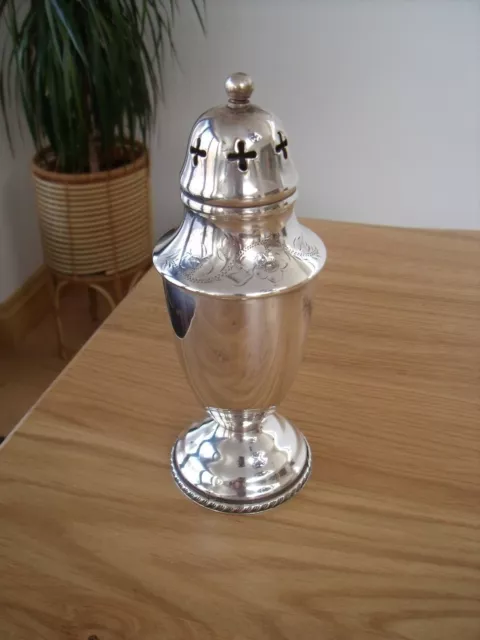 Silver Plated  Sugar Shaker/Caster/Muffineer etched with Floral design. 2