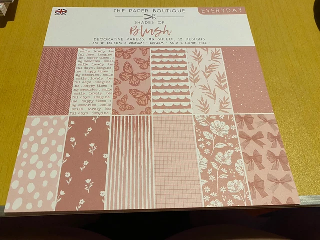 The Paper Boutique - Shades Of Blush Decorative Papers - 36 8x8 Sheets - New