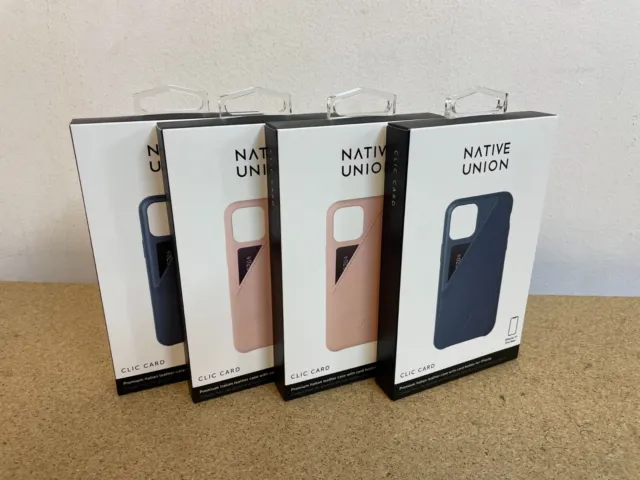 Native Union Leather Clic Card Holder Case for iPhone 11 Pro Max- Indigo or Nude