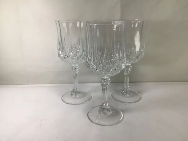 JJ35 Vintage Cristal DArques- Durand Longchamp Crystal Wine Glasses Set of 3