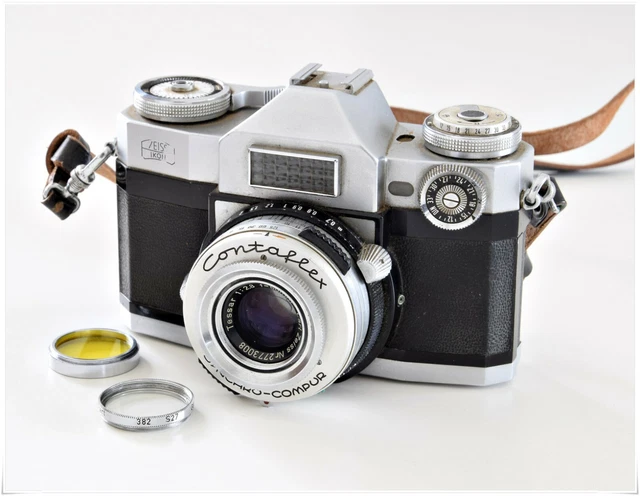 Cámara sincronizada Zeiss IKON Contaflex lentes compr 382 S 27 UV Ceneiplan 27