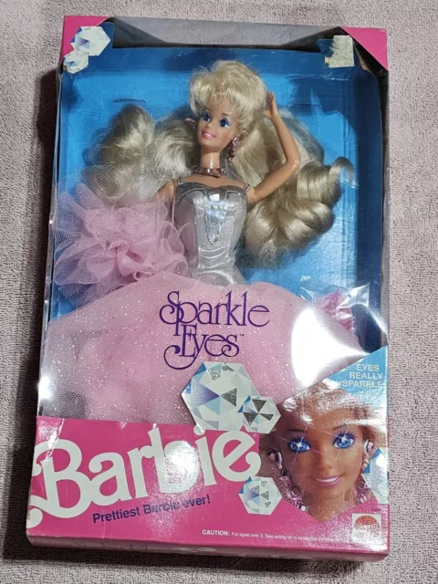 Mattel Sparkle Eyes Barbie Doll 1991 - Vintage Blue Rhinestone Eyes