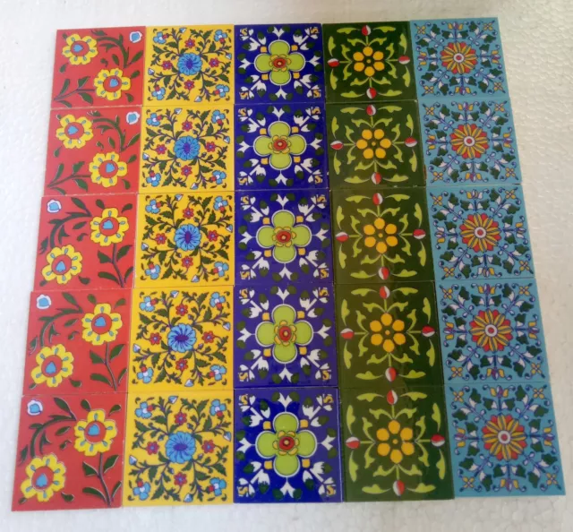 Ceramic Tile Porcelain Tiles Blue Pottery Ceramic Wall Tile Lot of 25 Art 3 x 3