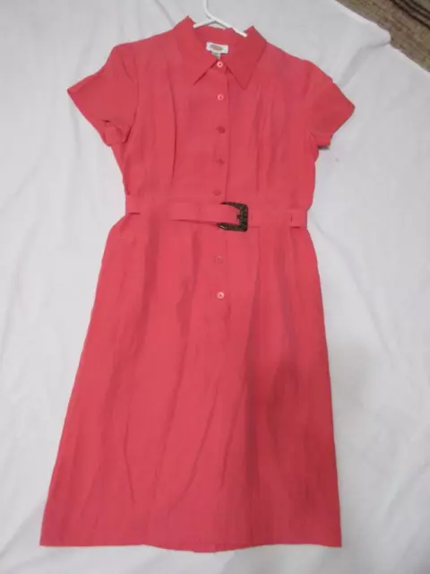 TALBOT'S Ladies SIZE 12 Peach Button Front Silk Blend Dress w Belted Waist, MINT