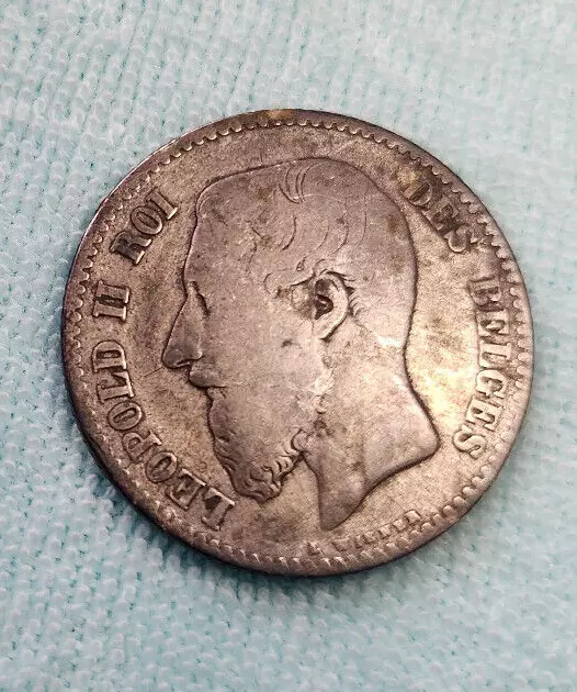 Belgique 1 Franc Belge Argent Roi Léopold II 1867 TB 3