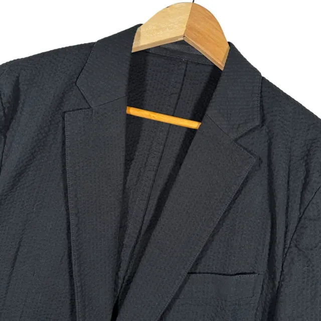 Mens 42R Officine Generale Paris 6e Black Seersucker Blazer Sports Coat Textured