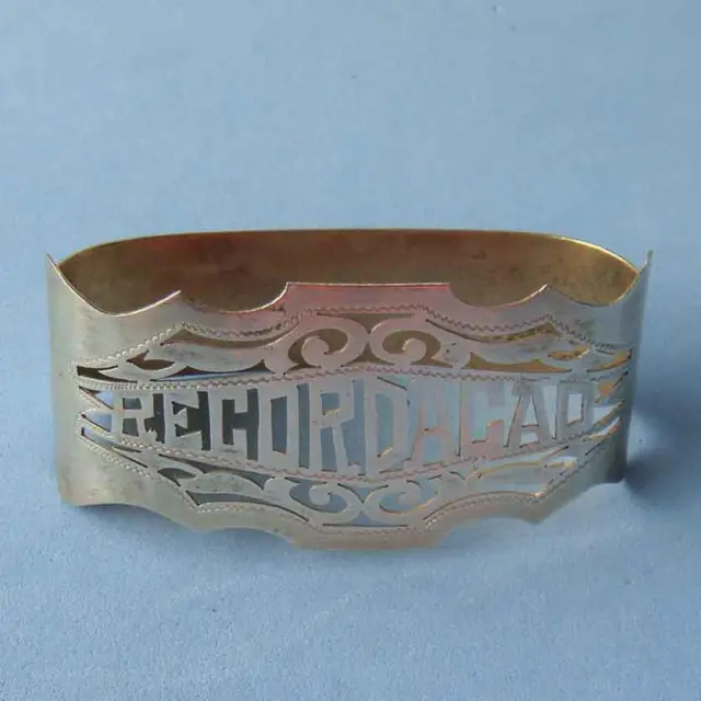 L@@k Lovely Antique Sterling SILVER Remembrance Pierced Napkin Ring!