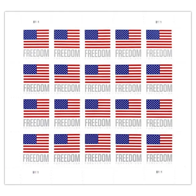 Forever Stamps US Flag Freedom Sheet of 20 Stamps (MNH)