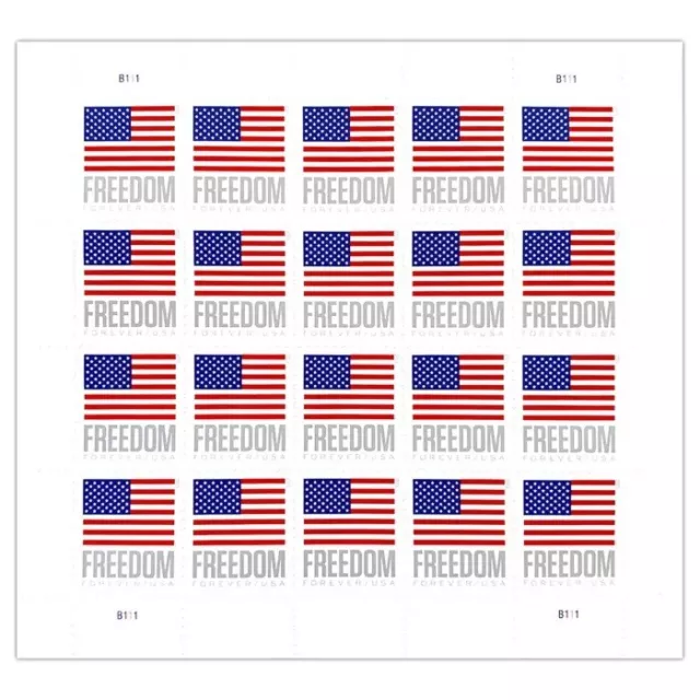 Forever Stamps US Flag Freedom Sheet of 20 Stamps (MNH)