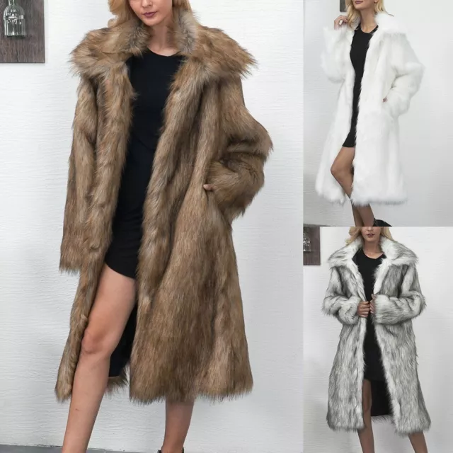 Veste d'hiver femme en fausse fourrure coupe ample manteau avec costume collier
