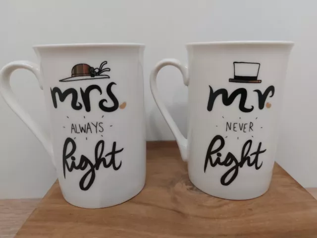 2er Set Tassen - Mr. Never Right und Mrs always Right / Paar Becher / Tasse