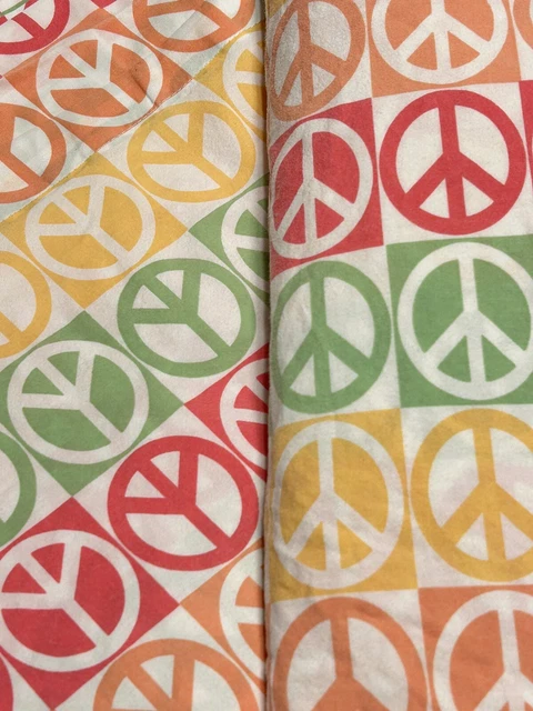 Hilfiger Woodstock Peace Signs Queen Sheets Flat & Fitted