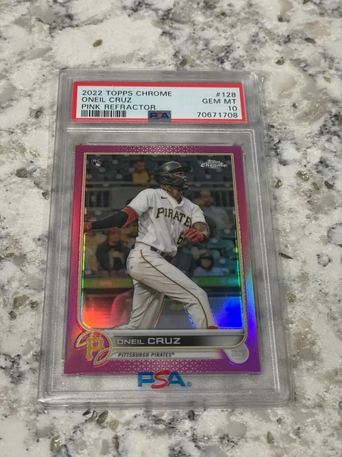 2022 Topps Chrome Oneil Cruz Pink Refractor Rookie RC #128 PSA 10 - Pirates