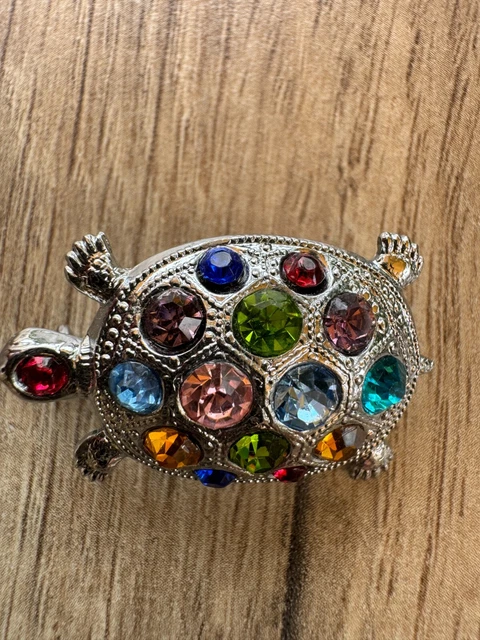 Broche Ancienne En Métal Doré Avec Pierres En Cristal Facetté - Occasion Bon état