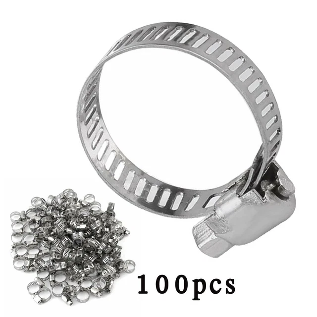 Morsetti per tubi flessibili regolabili in acciaio inox confezione da 100 robusti e resistenti all'ruggine