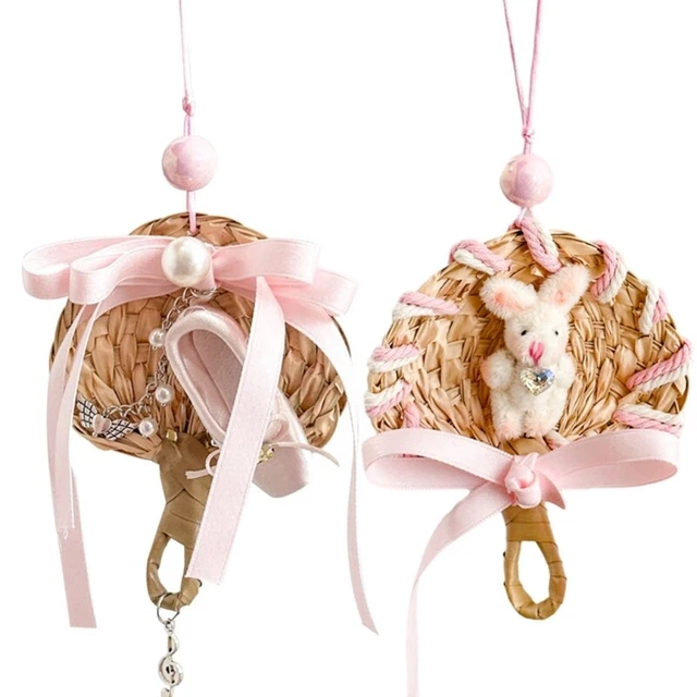 Black Rope Rabbit Toy Pendant Keychain for Valentines Day Decor Craft Supplies