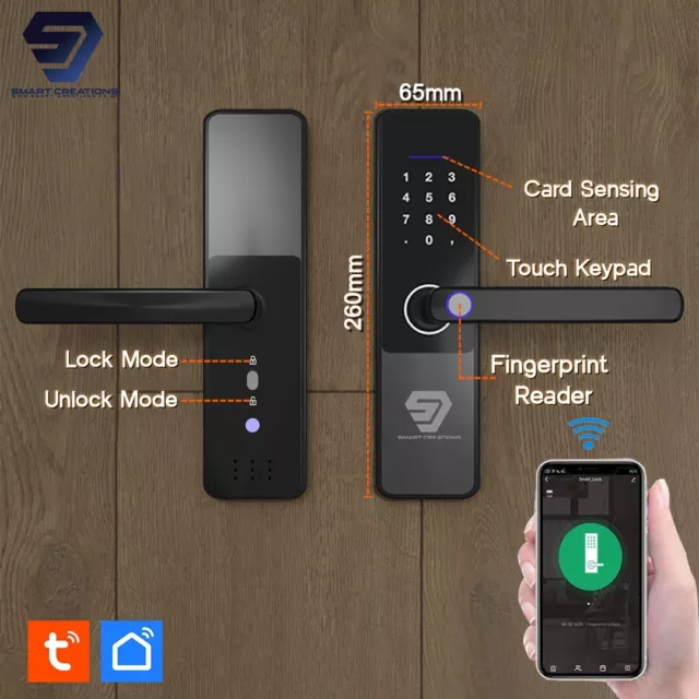 Smart Wifi Biometric Fingerprint Electronic Door Lock with NFC, Key and Password