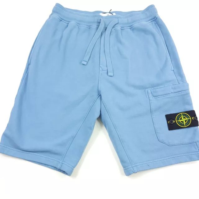 $315 Stone Island Garment Dyed Fleece Sweat Shorts in Blue Mens Size Small