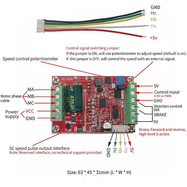 REPLACE BLDC 60V 400W 3-Phase Brushless Hall Motor Controller Driver ...