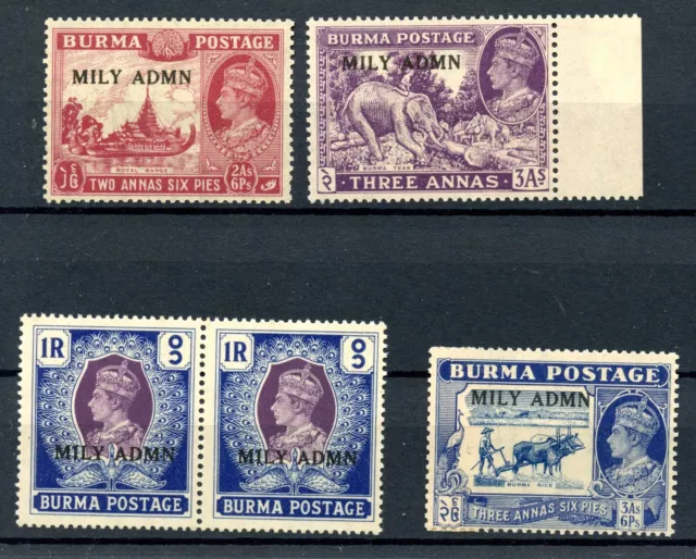 Burma KGVI 1945 sg 42/44, 47 - MNH