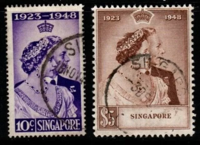 Singapore Sg31/2 1948 Silver Wedding Set Used