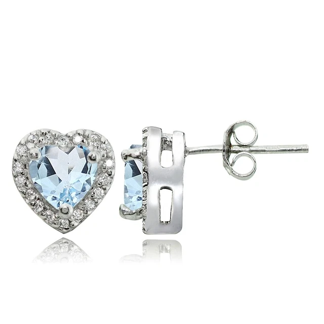 Pendentif Coeur En Argent 925 Avec Topaze Bleu Londres 1.6ct - Chaîne 18 Pouces, Neuf Sans Emballage